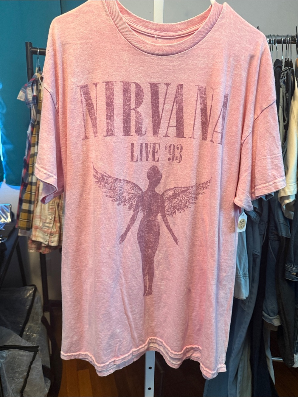 NIRVANA Pink 'Live '93' Angel Graphic Tee